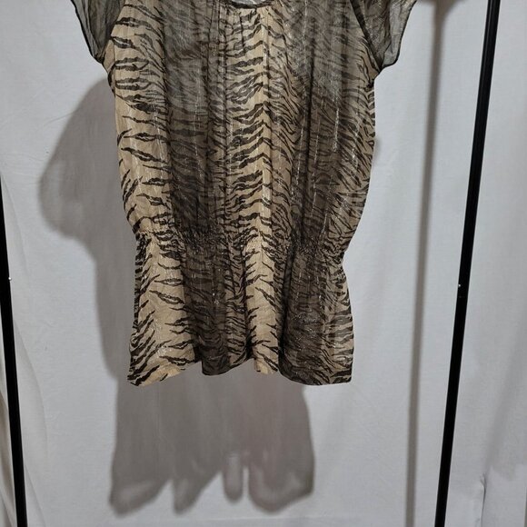 Paragon blouse tiger stripe sheer vintage animal print shirt plus size 2X 1990s - Picture 6 of 13